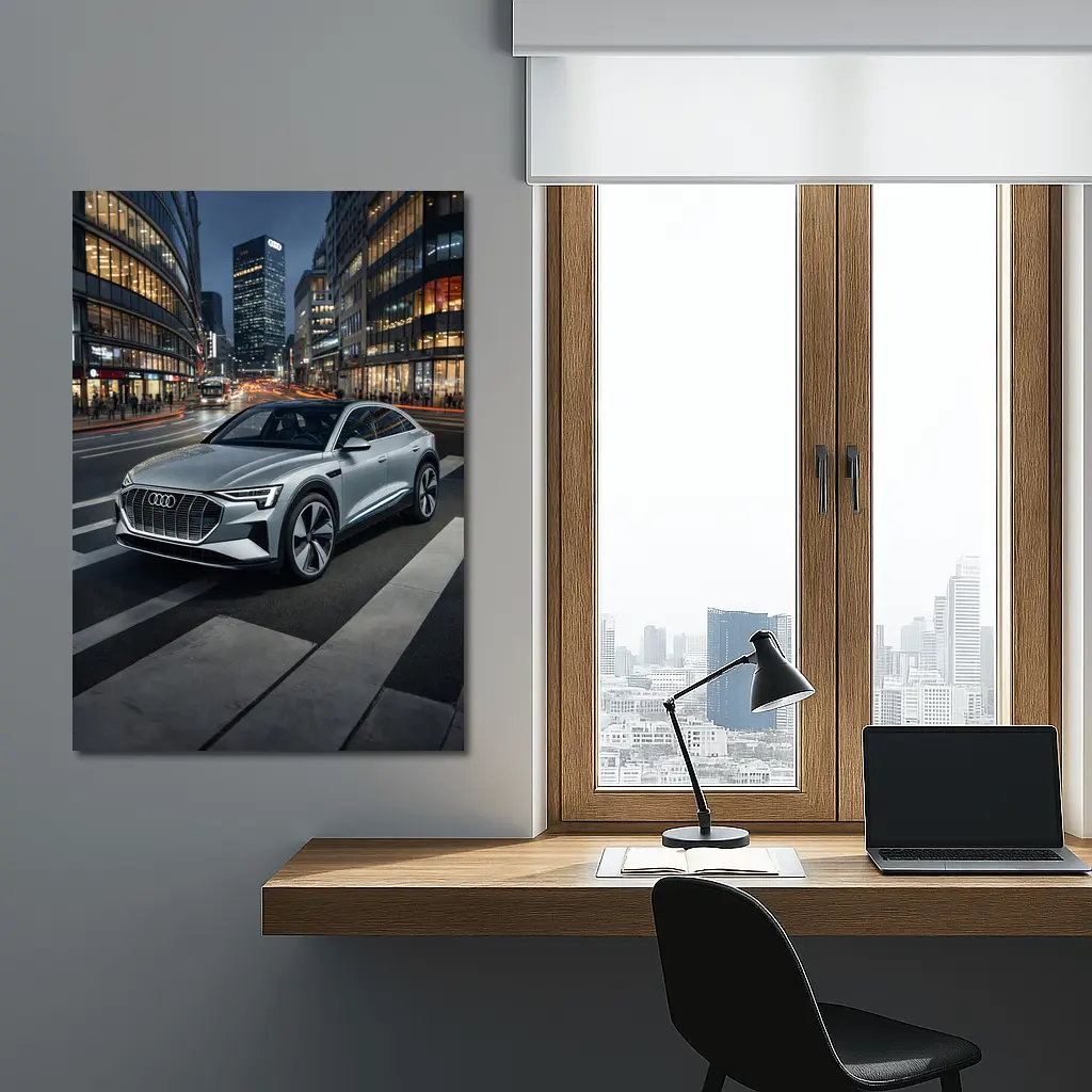 Audi E-Tron Silver SUV City Night – Wall Art