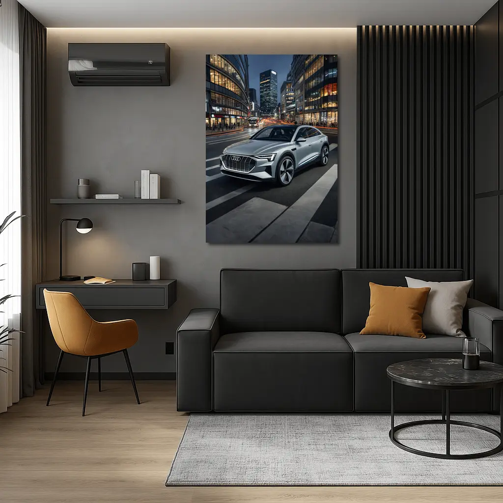 Audi E-Tron Silver SUV City Night – Wall Art