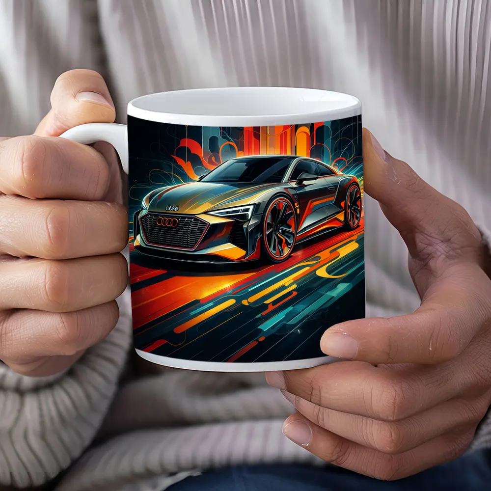 Audi E-Tron GT Abstract Neon Art – Mugs
