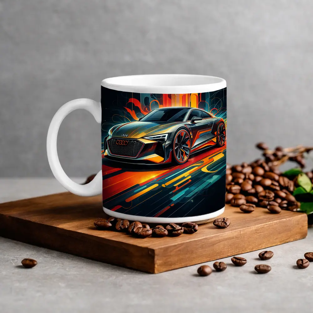Audi E-Tron GT Abstract Neon Art – Mugs