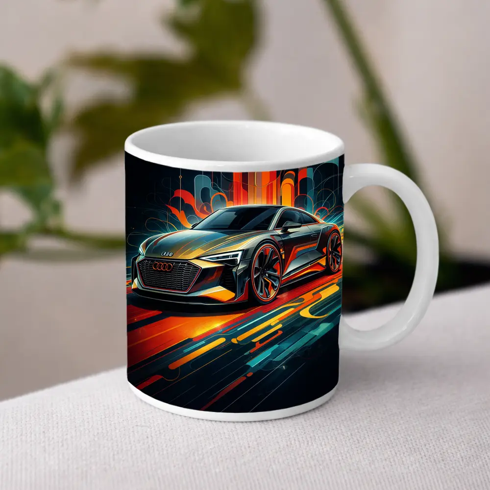 Audi E-Tron GT Abstract Neon Art – Mugs