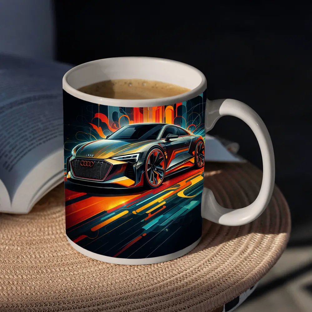 Audi E-Tron GT Abstract Neon Art – Mugs