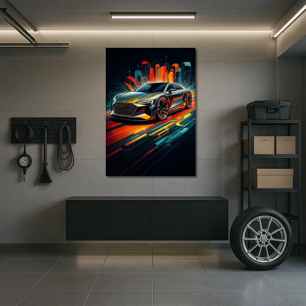 Audi E-Tron GT Abstract Neon Art – Wall Art