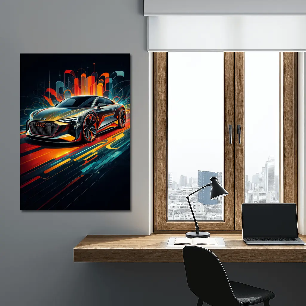 Audi E-Tron GT Abstract Neon Art – Wall Art