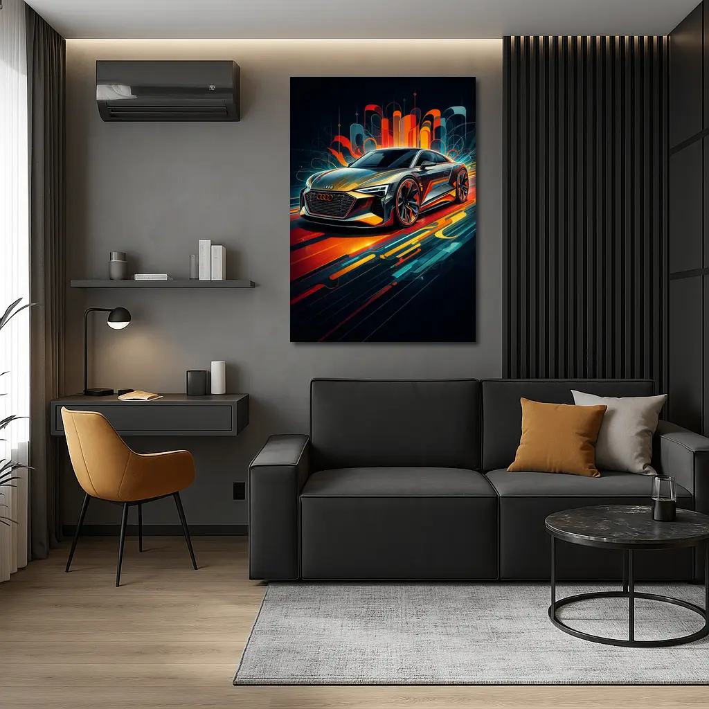 Audi E-Tron GT Abstract Neon Art – Wall Art