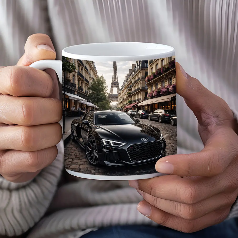 Audi R8 Black Sports Car Paris Street – Mugs