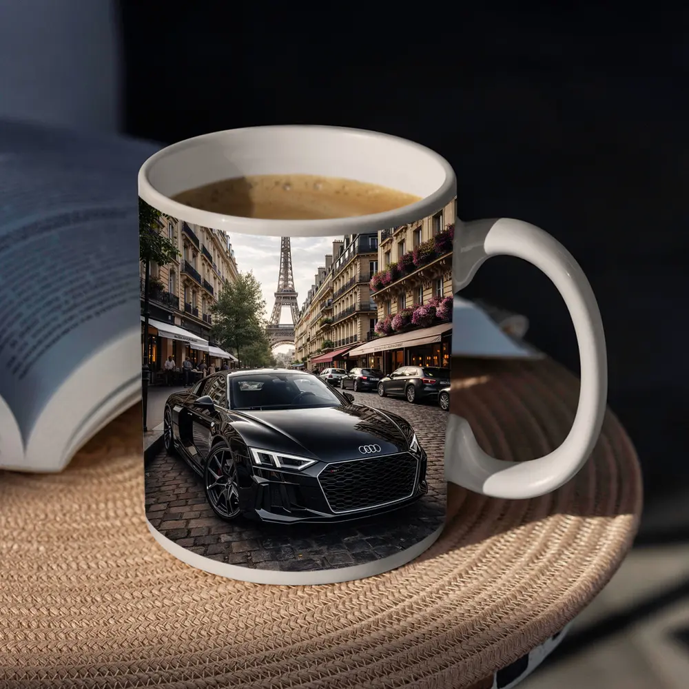 Audi R8 Black Sports Car Paris Street – Mugs