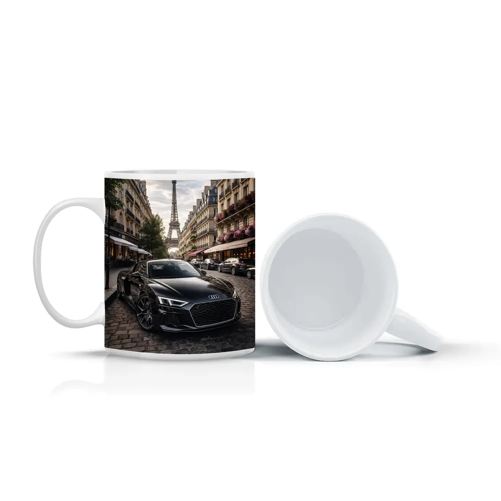 Audi R8 Black Sports Car Paris Street – Mugs