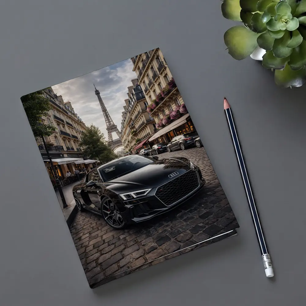 Audi R8 Black Sports Car Paris Street – Notebooks