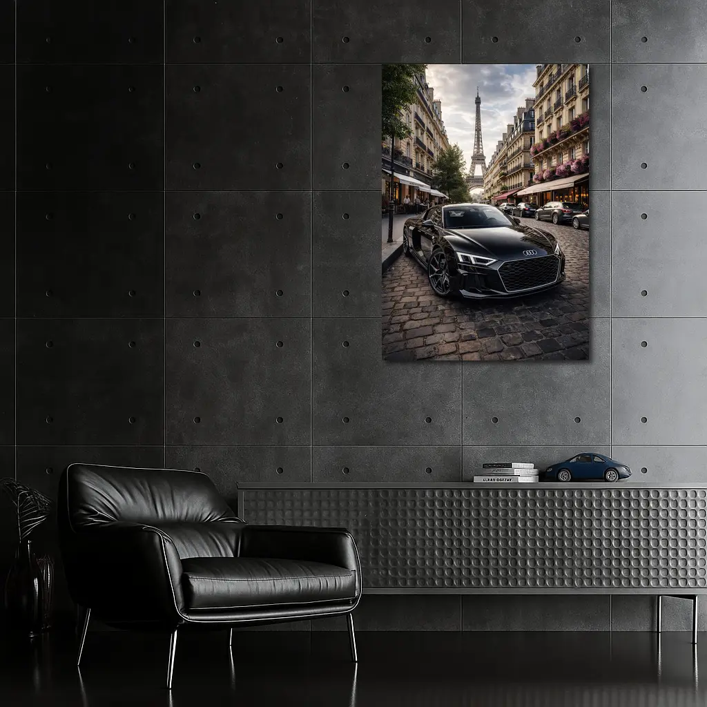 Audi R8 Black Sports Car Paris Street – Wall Art