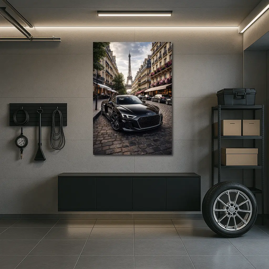 Audi R8 Black Sports Car Paris Street – Wall Art