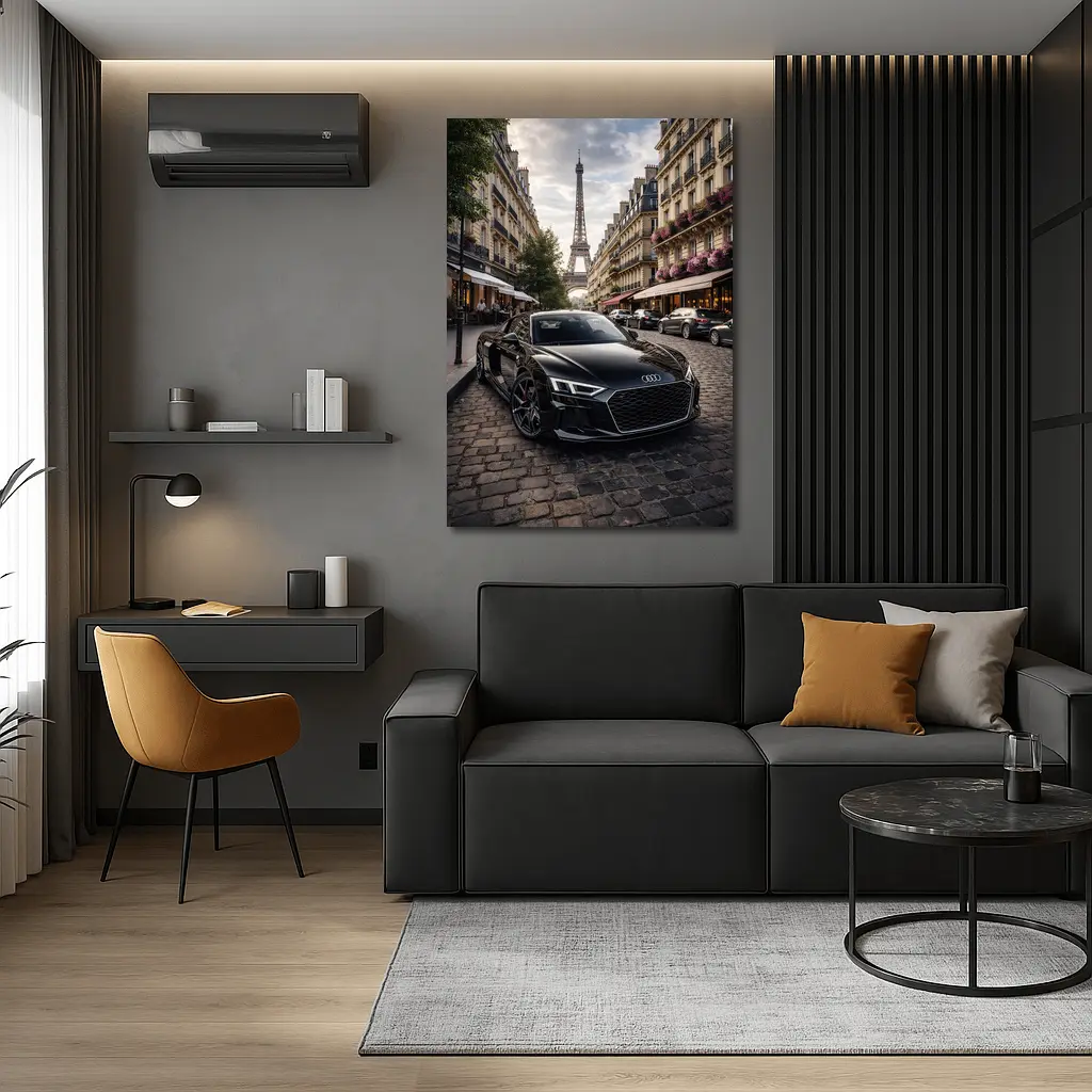Audi R8 Black Sports Car Paris Street – Wall Art