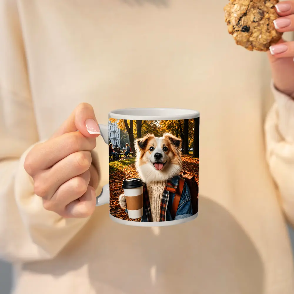 Collie Dog Coffee Autumn Park Scene – Mugs