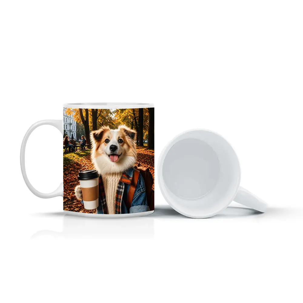 Collie Dog Coffee Autumn Park Scene – Mugs