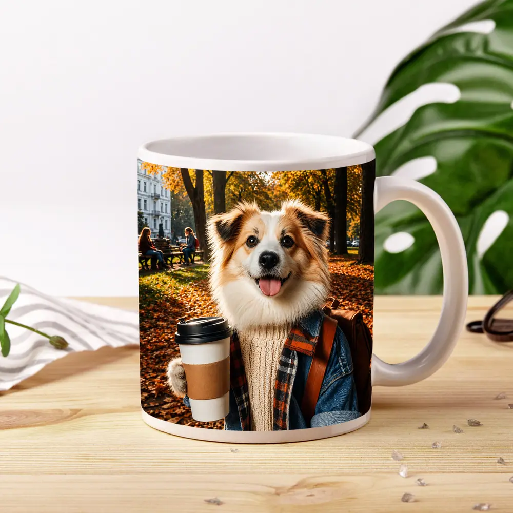 Collie Dog Coffee Autumn Park Scene – Mugs