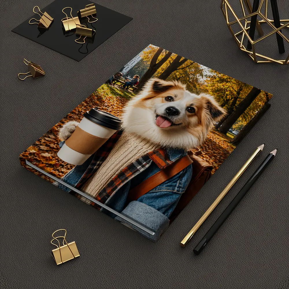 Collie Dog Coffee Autumn Park Scene – Notebooks