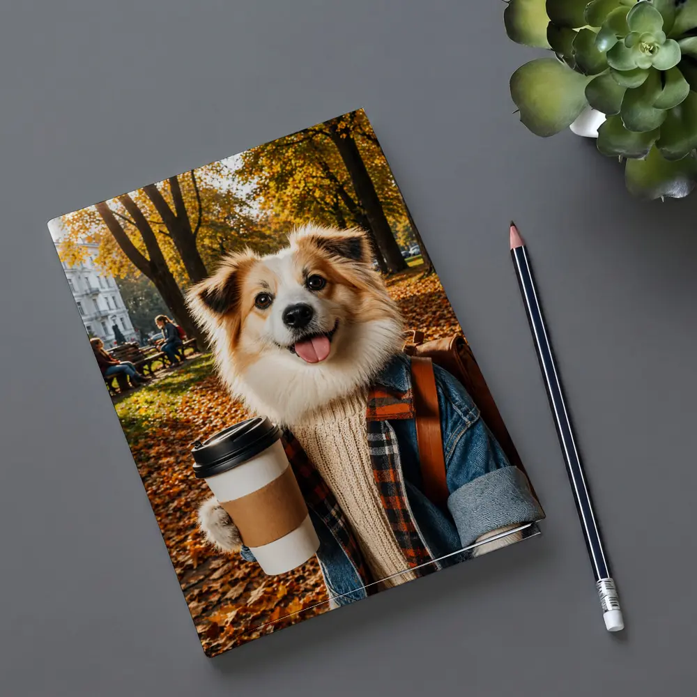 Collie Dog Coffee Autumn Park Scene – Notebooks