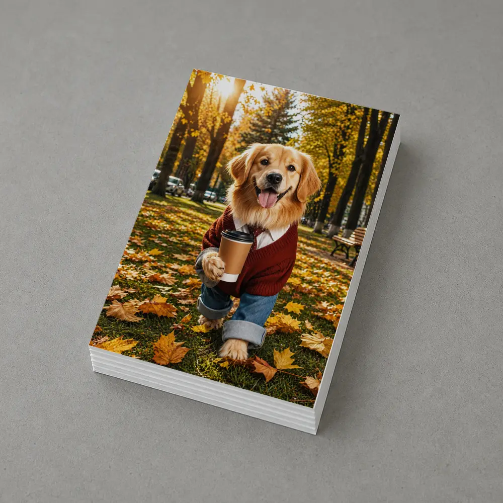 Golden Retriever Sweater Coffee Autumn Park – Postcards