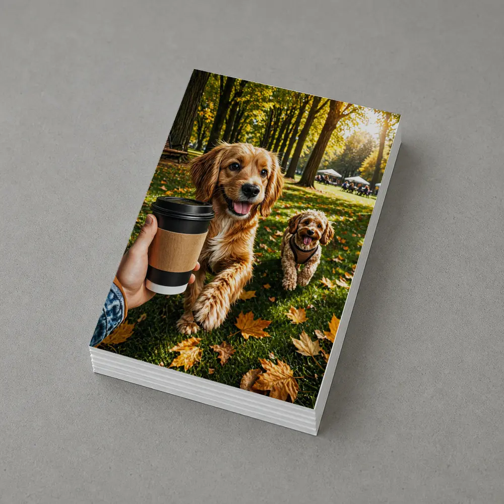 Two Happy Dogs in Autumn Park – Postcards