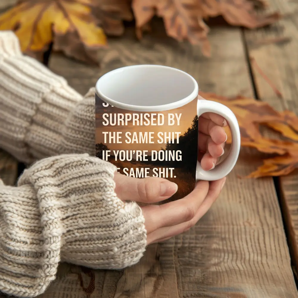 Stop Being Surprised Motivational Quote Sunset Path – Mugs