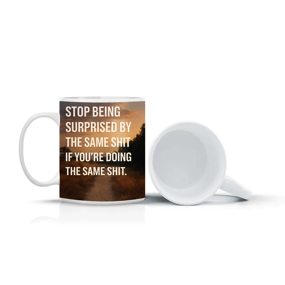 Stop Being Surprised Motivational Quote Sunset Path – Mugs