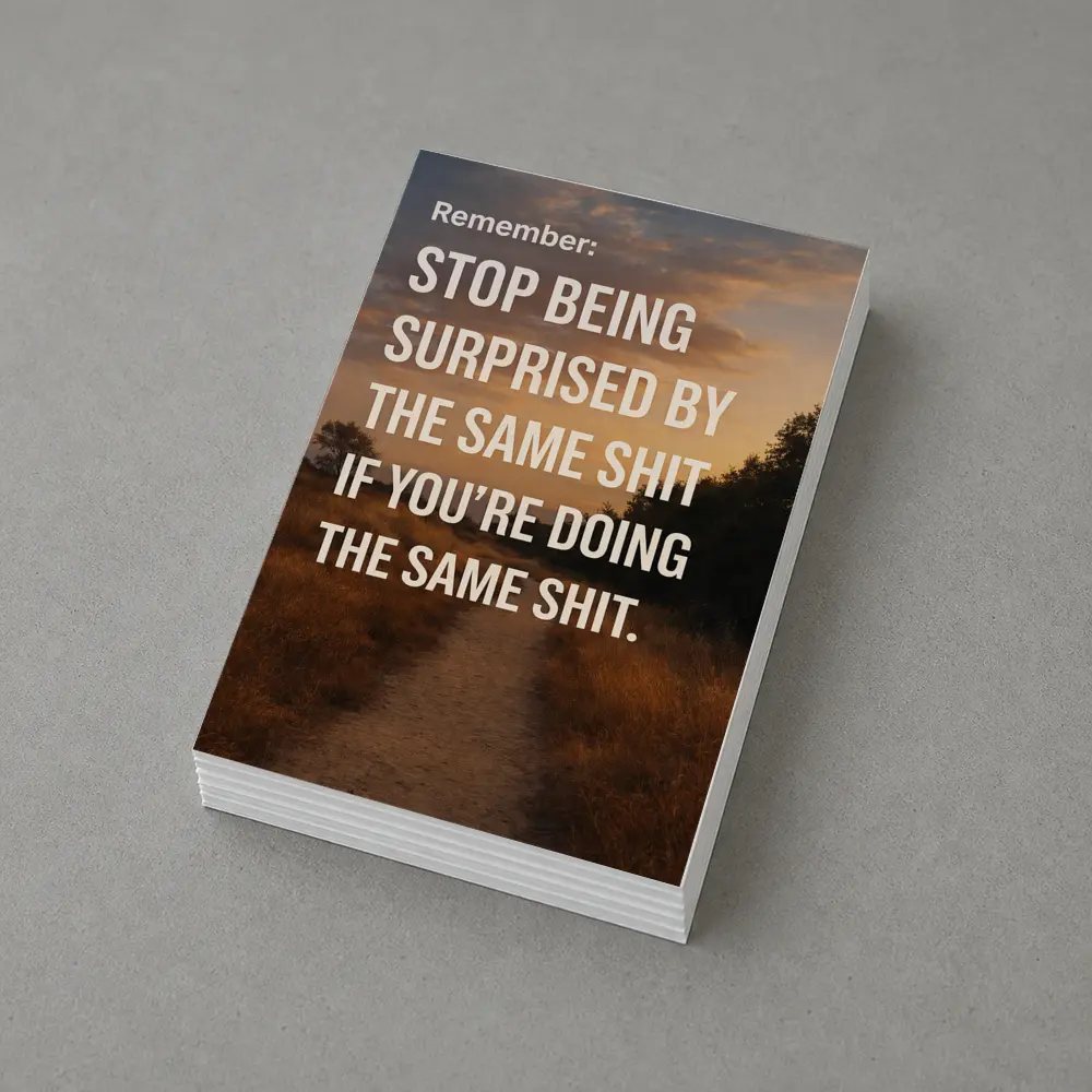 Stop Being Surprised Motivational Quote Sunset Path – Postcards