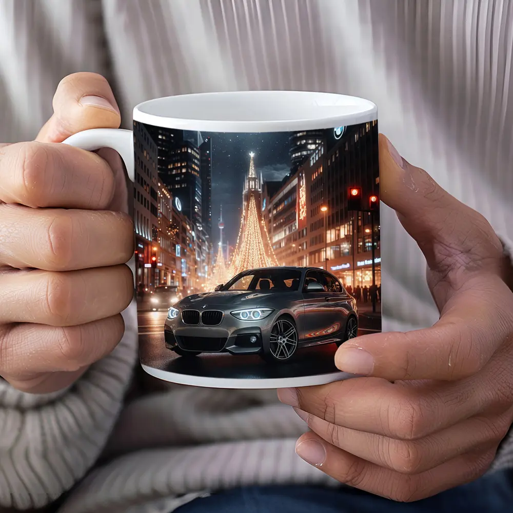 BMW 1 Series Night City Street Scene – Mugs