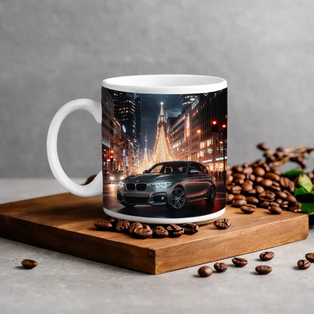 BMW 1 Series Night City Street Scene – Mugs