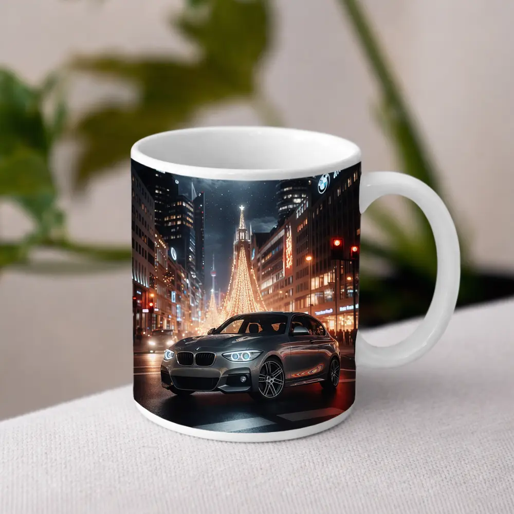 BMW 1 Series Night City Street Scene – Mugs