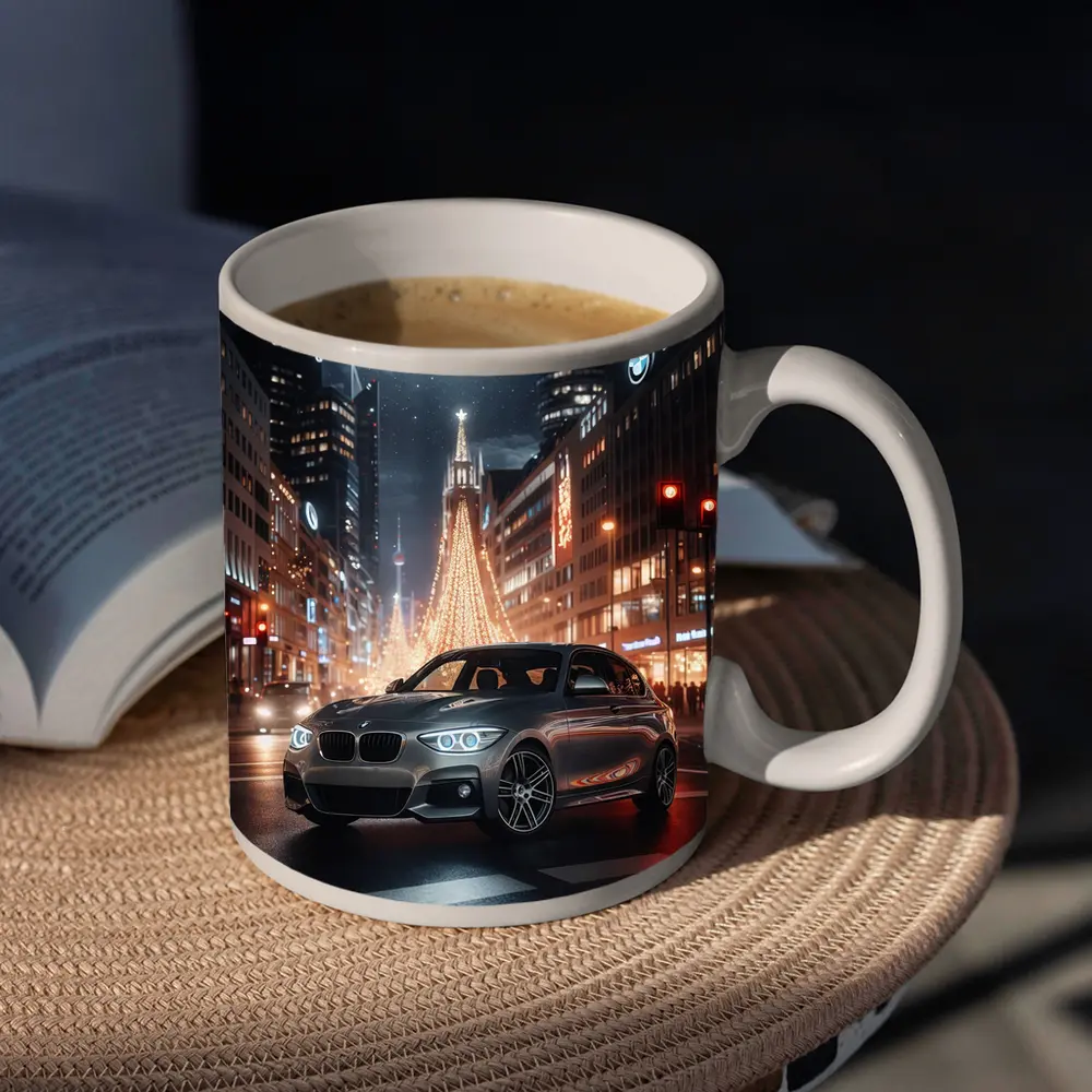 BMW 1 Series Night City Street Scene – Mugs