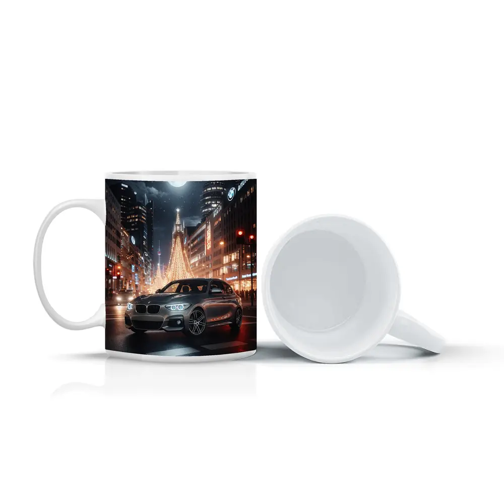 BMW 1 Series Night City Street Scene – Mugs