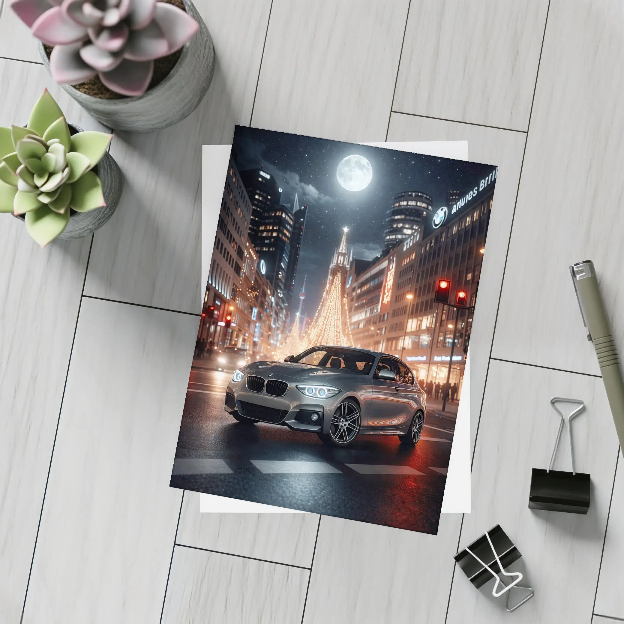 BMW 1 Series Night City Street Scene – Postcards