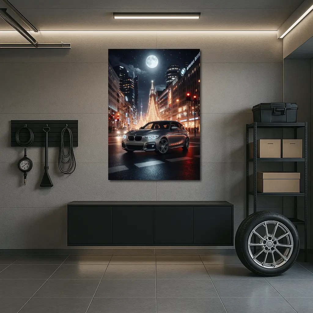 BMW 1 Series Night City Street Scene – Wall Art