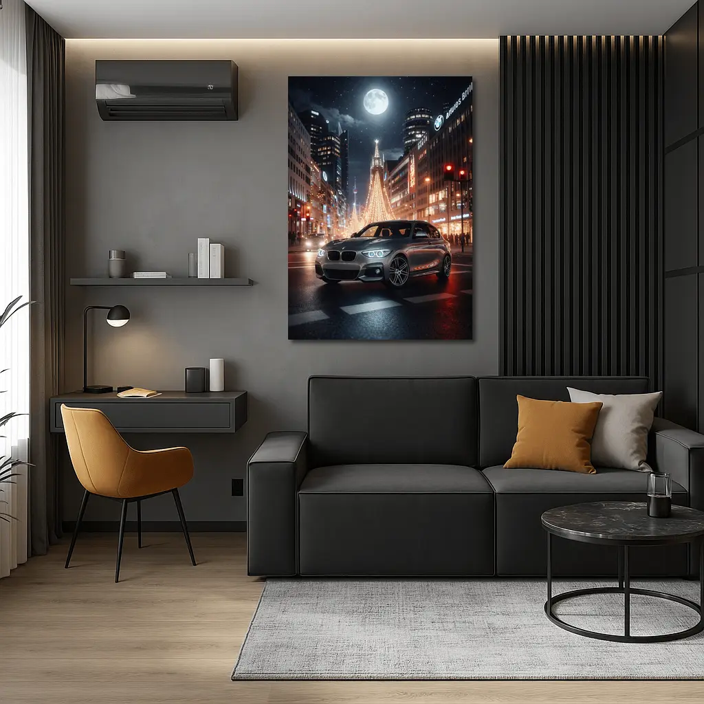 BMW 1 Series Night City Street Scene – Wall Art