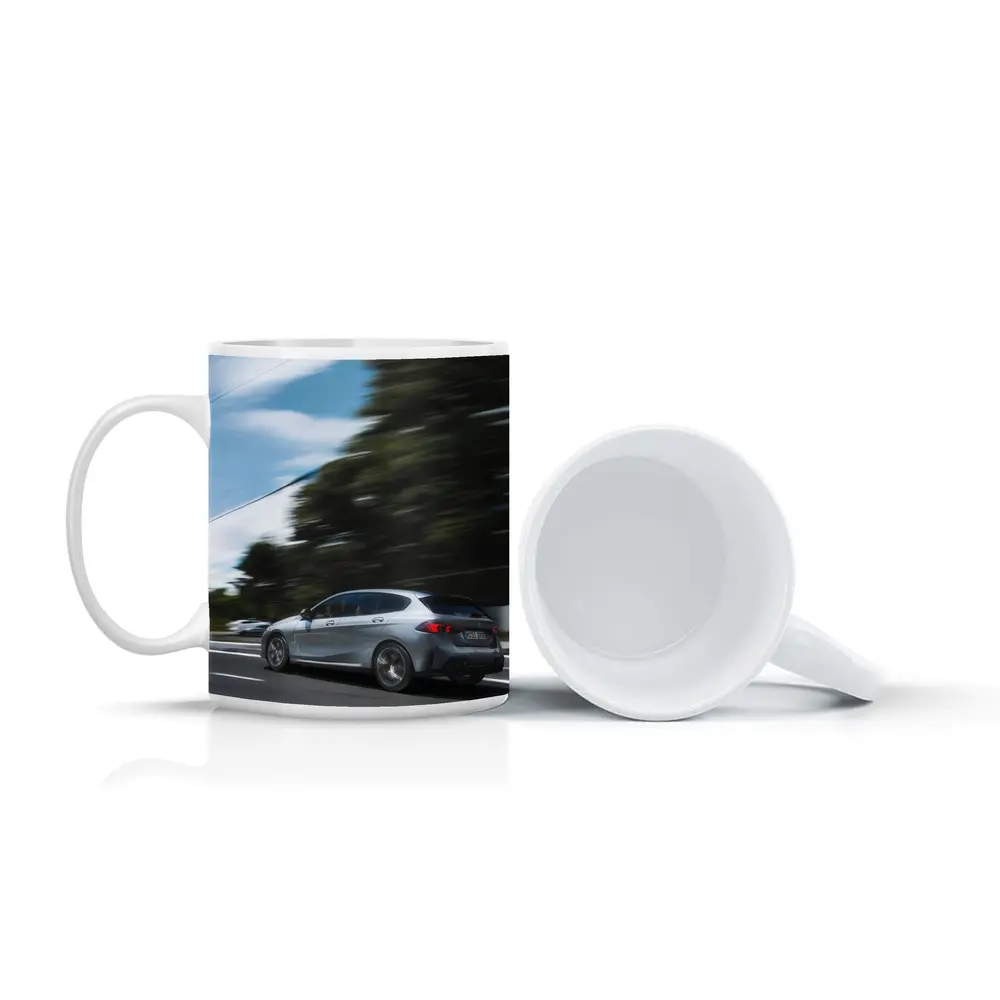 BMW 1 Series Grey Hatchback On Road – Mugs