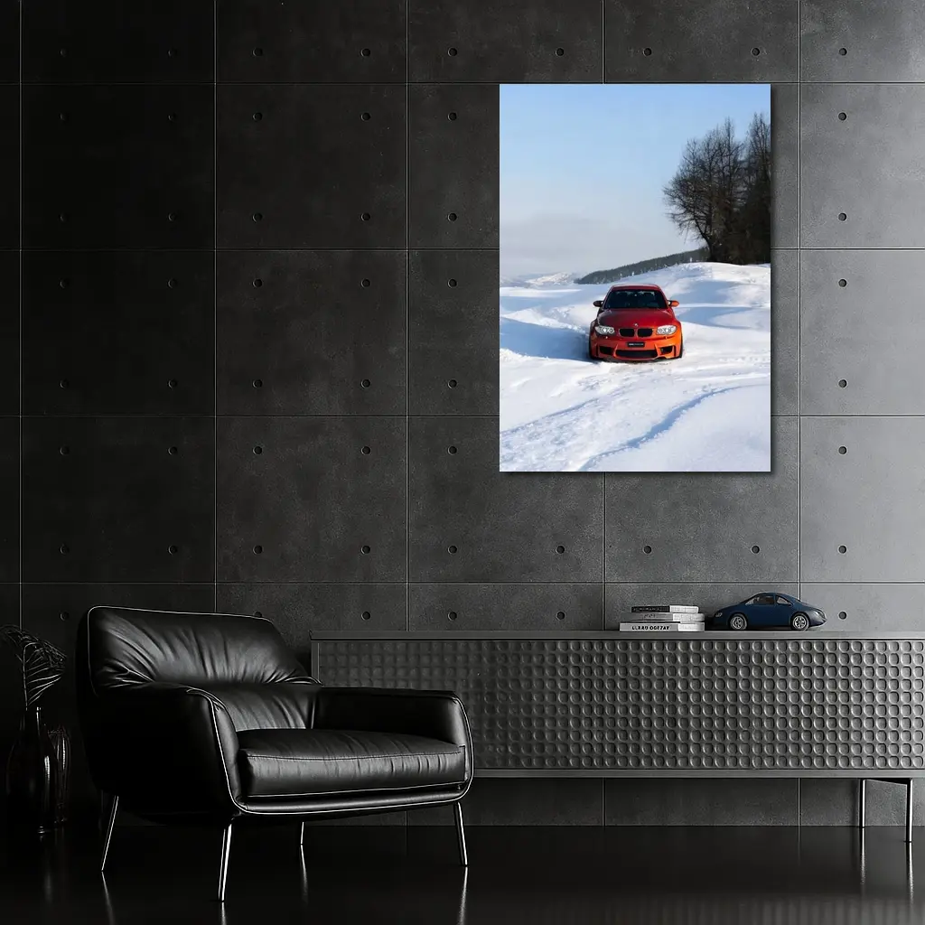 BMW 1M Coupe Orange Snow Winter Drive – Wall Art