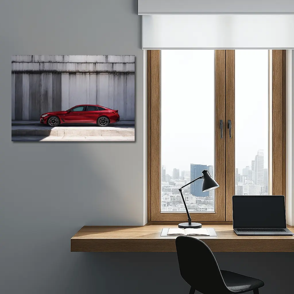 BMW 2 Series Gran Coupe Red Concrete Wall – Wall Art