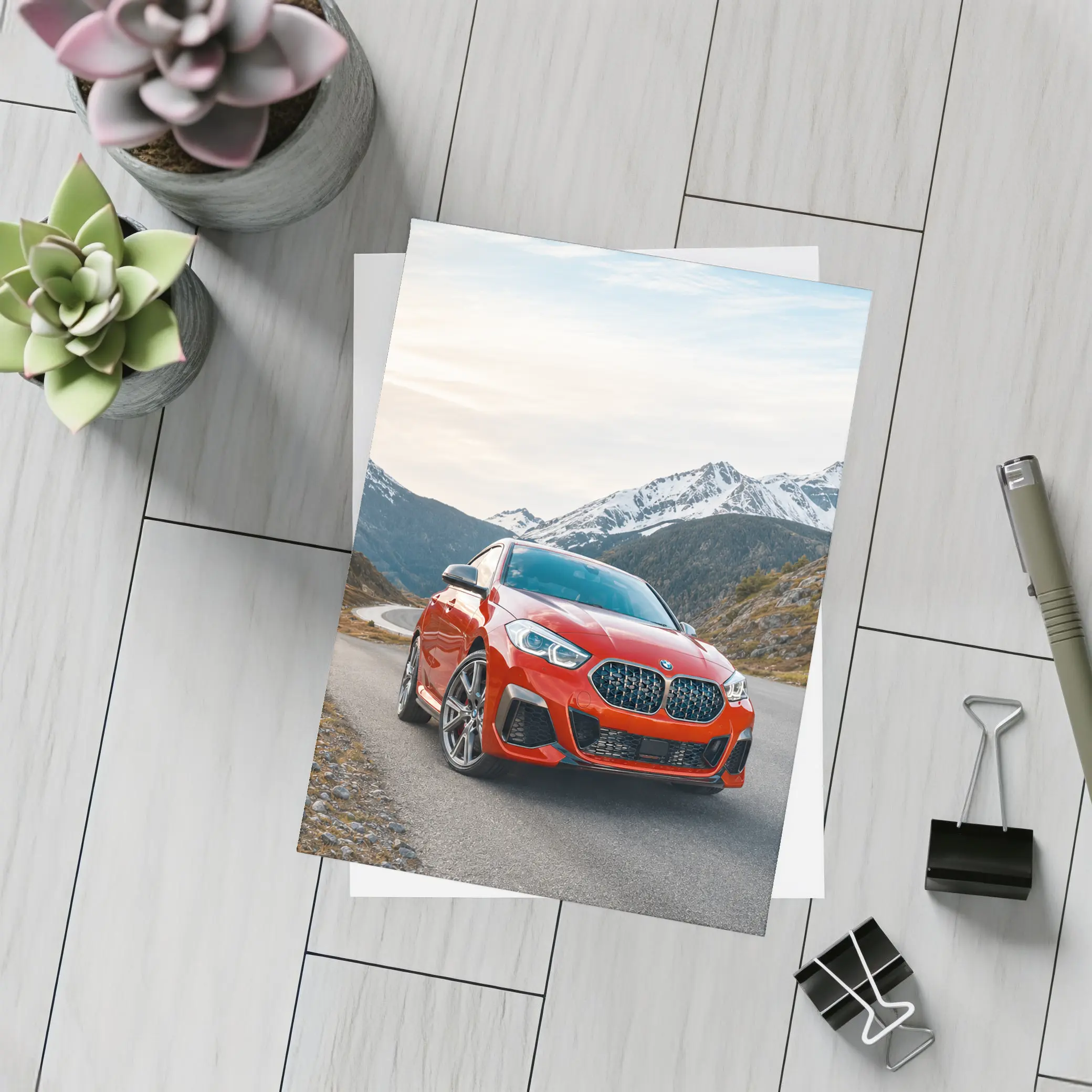 BMW 2 Series Red Alpine Mountain Road – Postcards