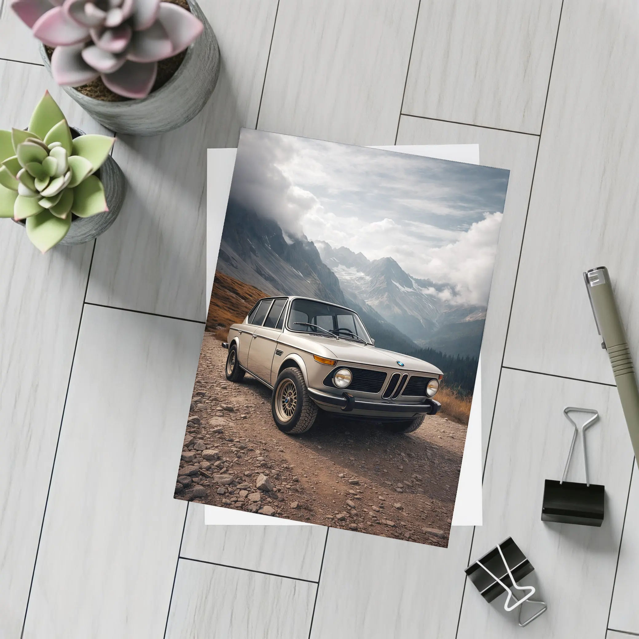 BMW 2002 Classic Car Mountain Road – Postcards