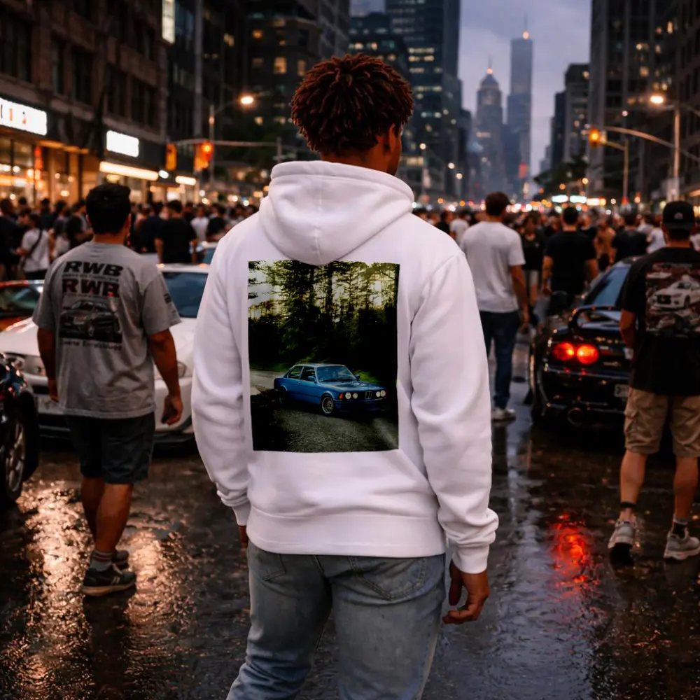 BMW E21 3 Series Blue Forest Road – Hoodies