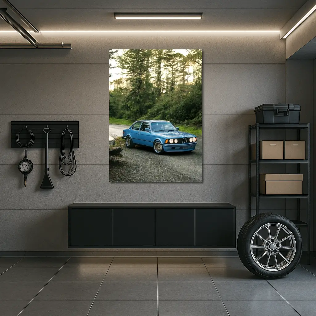 BMW E21 3 Series Blue Forest Road – Wall Art