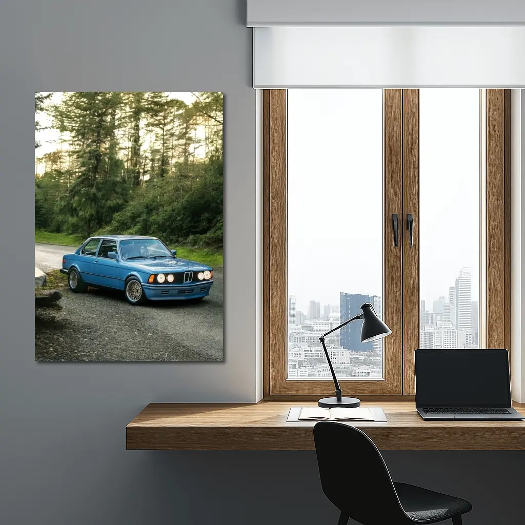 BMW E21 3 Series Blue Forest Road – Wall Art
