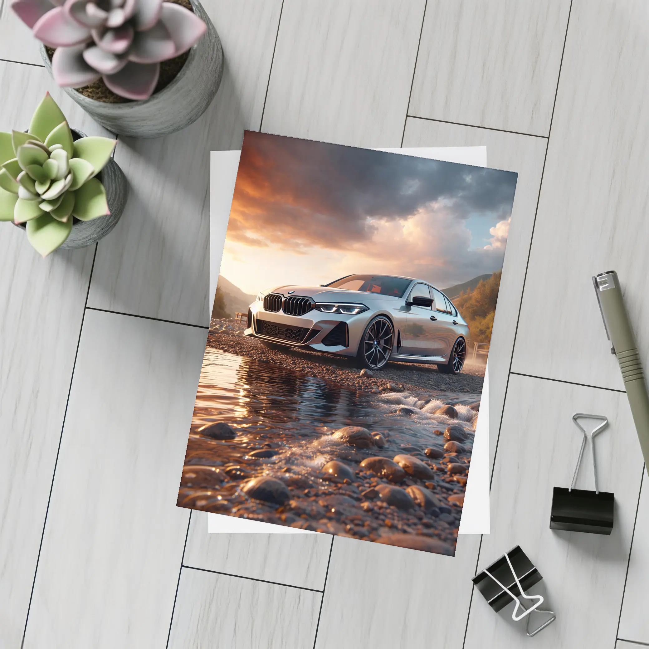 BMW 3 Series Parked by Rocky River – Postcards