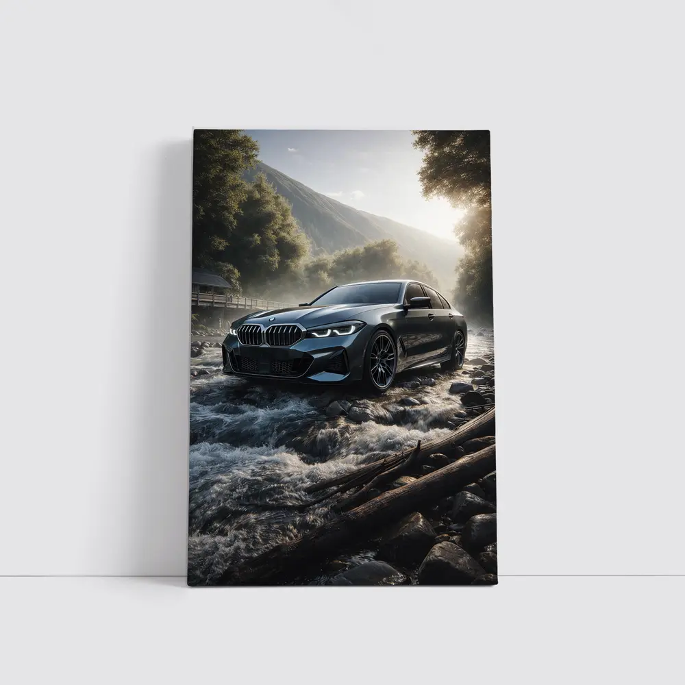 BMW Three Series Dark River Mountain Setting – Wall Art