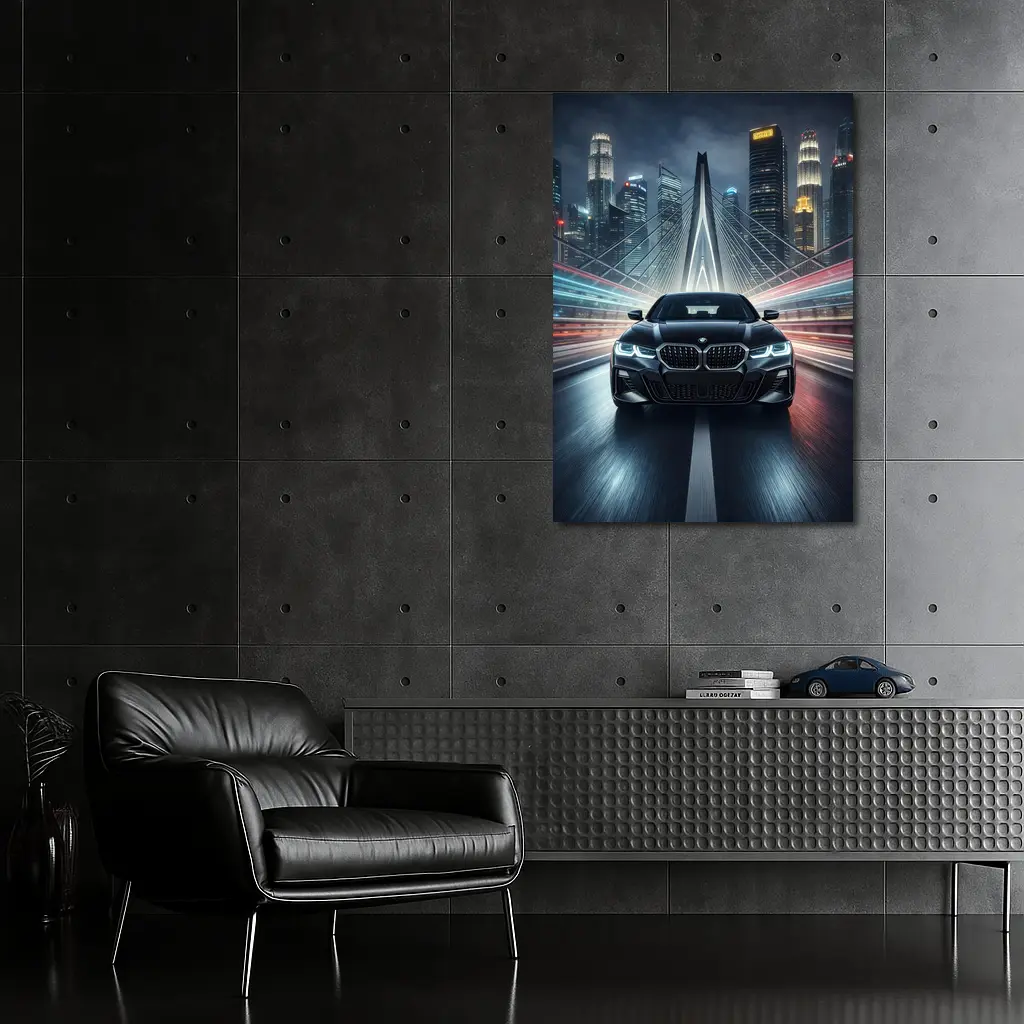 BMW Four Series Night City Bridge Drive – Wall Art