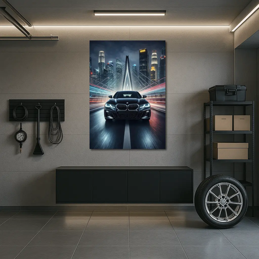 BMW Four Series Night City Bridge Drive – Wall Art