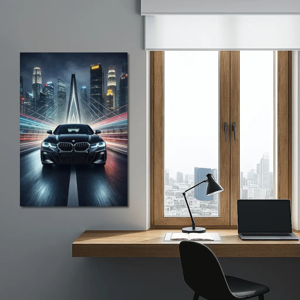 BMW Four Series Night City Bridge Drive – Wall Art