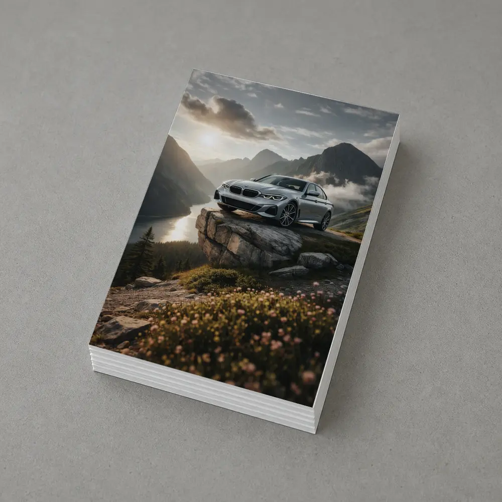 BMW 3 Series Silver Sedan Mountain Overlook – Postcards