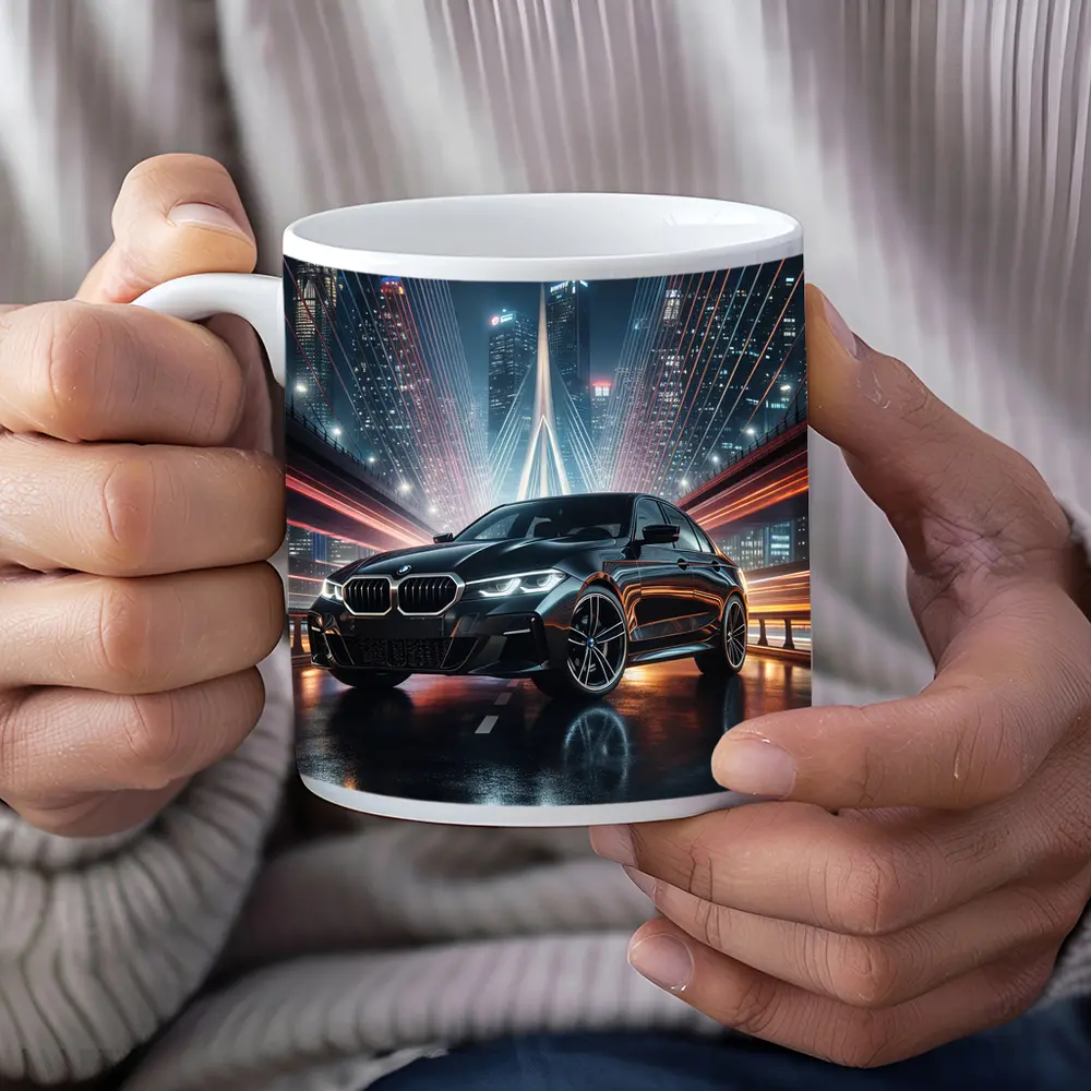 BMW Three Series Black Night City Bridge – Mugs