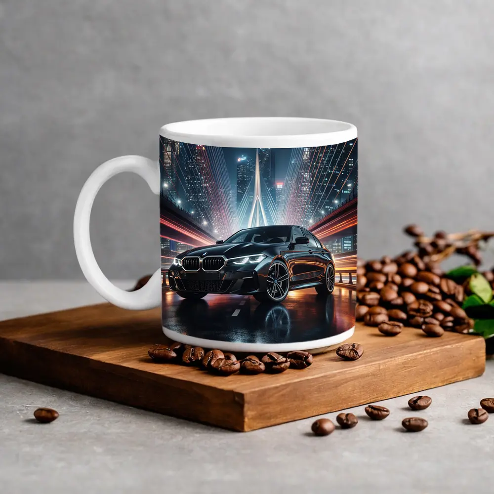 BMW Three Series Black Night City Bridge – Mugs